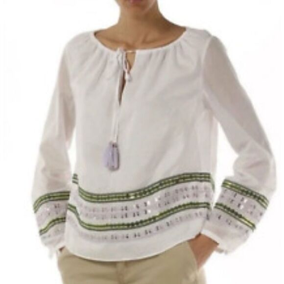 Tory Burch 'Madeline' Embroidered Cotton Top Size 14 in White NWOT - Picture 1 of 7